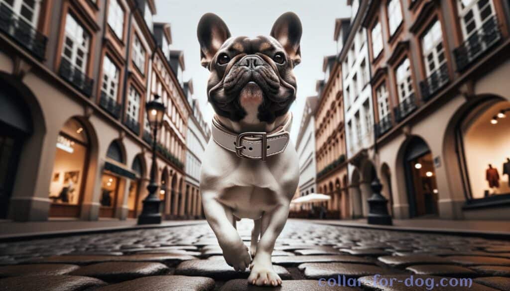 white dog collar for French Bulldog