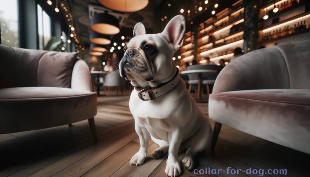 white dog collar for French Bulldog