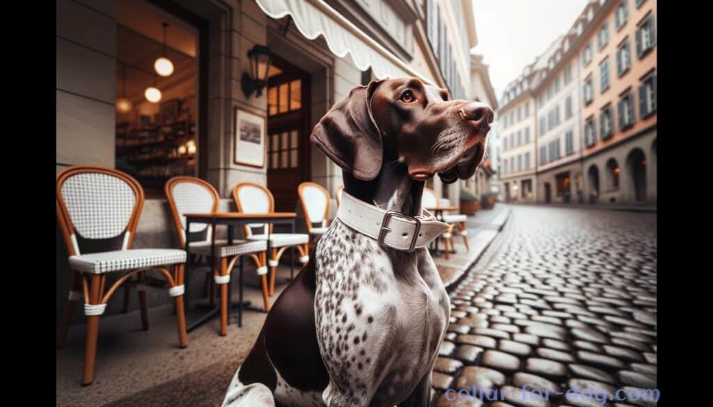 white dog collar for German Shorthaired Pointer