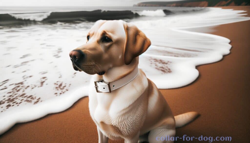 white dog collar for Labrador Retriever