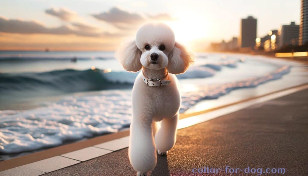 white dog collar for Poodle