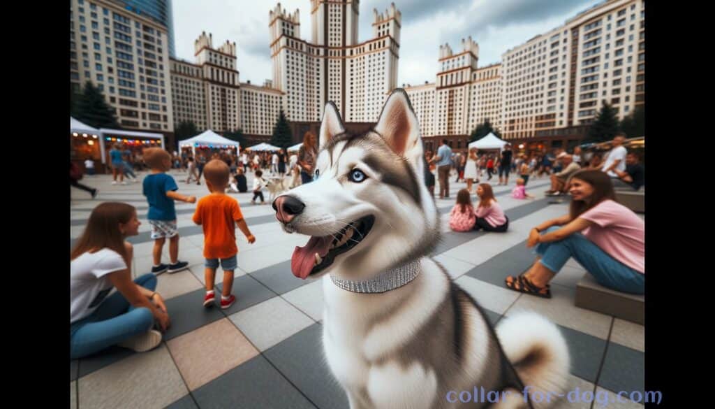 white dog collar for Siberian Huskie
